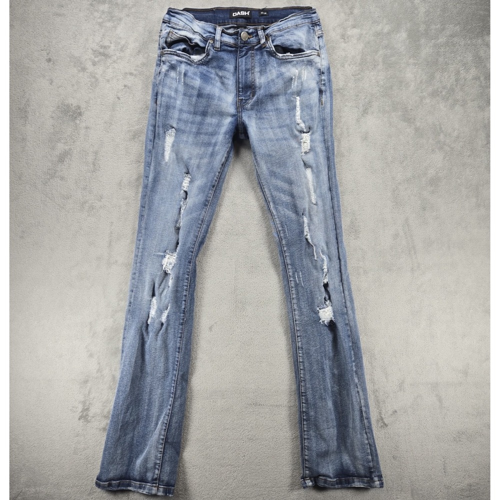 DASH Distressed Jeans Men's Size 32/36 Stretch Boot Cut Blue Denim